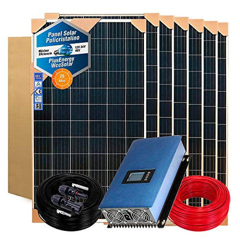 Kit Placa Solar Autoconsumo Inyección a Red 1.000W / 5.000W Día + Inversor Vertido Cero