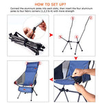 RISEPRO Sillas de Camping Plegables portátiles Ligeras de Mezclilla Respaldo Alto y reposacabezas con Bolsillo de Doble Cara para Caminatas al Aire Libre, mochileros, Viajes y Pesca al Aire Libre