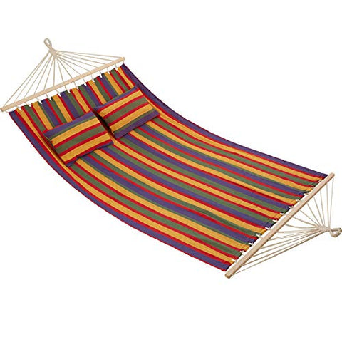 TecTake 808009 Hamaca, Hamaca Doble con Estructura, Asiento de Tela para Dos Personas con Soporte (a Rayas)