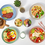 Czemo Vajilla de camping 4 Personas, Juego de Platos Camping Platos y Cubiertos Kit de Camping con Platos, Cuencos, Tazas, Tenedores, Cucharas para Picnic Senderismo Trekking