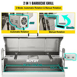 VEVOR Parilla de Barbacoa Exterior 40 W Acero Inoxidable Barbacoa Asador 60 kg, 147x45x87 cm Altura Ajustable 4,3"-12,2" Kit de Asador Universal Parrilla con Cubierta y Ruedas Bloqueables para Camping