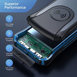 PowerBank Solar 30000mAh Qi Wireless External Battery Cargador portátil USB C Power Bank con Linterna LED, 3 entradas y 2 Salidas Cargador Solar Compatible con Smartphone, Tableta etc.