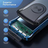 PowerBank Solar 30000mAh Qi Wireless External Battery Cargador portátil USB C Power Bank con Linterna LED, 3 entradas y 2 Salidas Cargador Solar Compatible con Smartphone, Tableta etc.