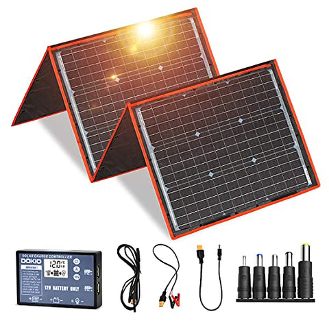 Kit Placa Solar Plegable 160W Monocristalino Portátil, Plegable, Imermeable, ideal para la energía solar al aire libre, embarcaciones, camping, caravanas o autocaravanas. para batería de 12V