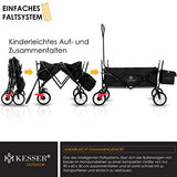 KESSER® Carro de Mano Plegable con Techo Carro de Mano para el Transporte de Equipos | Incluye 2 Bolsillos de Malla y un Bolsillo Exterior | Neumáticos de Goma Maciza | 100 kg Capacidad