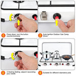 Qdreclod Hornillo de gas para camping, 3 fuegos, con manguera de conexión y reductor de presión, portátil, con tapa resistente al viento, adecuado para ollas con diferentes diámetros