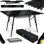 Kesser® Mesa de Camping Plegable, Mesa de Camping con Marco de Aluminio, Tablero Enrollable, Mesa Plegable con Ajuste de Altura Incl. Bolsa de Transporte con Correa, 120 x 70cm - bis 30 kg