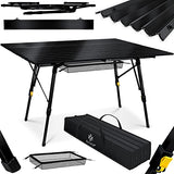 Kesser® Mesa de Camping Plegable, Mesa de Camping con Marco de Aluminio, Tablero Enrollable, Mesa Plegable con Ajuste de Altura Incl. Bolsa de Transporte con Correa, 120 x 70cm - bis 30 kg