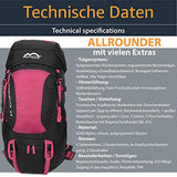 MONTIS WILDNATURE 38L, Mochila para deportes / senderismo, protección contra la lluvia, suficiente espacio para excursiones de senderismo más largas, adecuada como mochila para ciclismo (38L - Baya)