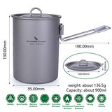 Boundless Voyage Ultraligero Portátil Titanio al Aire Libre 900 ml con Tapa Asa Plegable Acampar Agua Arroz Comida Taza Taza Taza