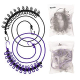 Wanxida 2 Piezas Portátil Tendedero, Elástico Ajustable Retráctil Cuerda de Ropa con 13pcs Hebillas de Posicionamiento Negro para Camping Senderismo Playa Viajes y Uso (Negro+Púrpura)