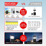 BUCASA Linterna Camping Solar, 2 Piezas USB Recargable Lampara de Camping Plegable Con Gancho, Ip65 Impermeable Accesorios de Camping PortáTil Para La Tienda Senderismo Pesca Emergencia