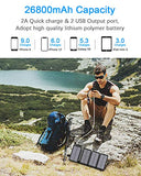 Cargador Solar 26800mAh, Power Bank Solar con 2 Salidas USB y 1 Entrada Micro USB, Impermeable Batería Externa con 4 Paneles Solar Linterna LED para iPhone Android Tabletas Cámara Viajes Camping