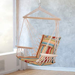 Outsunny Sillón Colgante Columpio Hamaca con Cojín Reposacabezas Multicolor para Interior Exterior Transportar y Guardar Fácil Diseño Estival Decorativo100x106cm Carga MAX 105kg