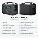 Estación de energía portátil ECOFLOW EF RIVER Max, batería de repuesto de litio de 576Wh, con 3600W (1200W de pico), tomas de corriente CA y linterna LED, generador solar
