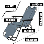 AMANKA - Tumbona Plegable con Reposacabezas, Reposapiernas y Respaldo Reclinable | 153 cm Gris