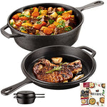 Overmont Olla de Hierro Fundido Horno Holandés con Mango Largo para Cocina Camping