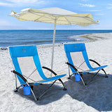 TIMBER RIDGE Silla Plegable de Playa Portátil Bajo Silla de Camping Aluminio Espalda Alta en Malla Ultraligero con Bolsa de Transporte Azul