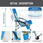 TIMBER RIDGE Silla Plegable de Playa Portátil Bajo Silla de Camping Aluminio Espalda Alta en Malla Ultraligero con Bolsa de Transporte Azul