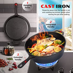 Overmont Olla de Hierro Fundido Horno Holandés con Mango Largo para Cocina Camping