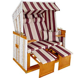 TecTake 800805 Sillón de Playa, Tumbona, Hamaca para jardín XXL, Banco Doble con toldo + Funda + 4 Cojines (Blanco/Rojo)