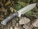 JEO-TEC Nº39 - Nuevo CELTIBERO - Cuchillo Supervivencia Caza Monte bushcraft Camping Outdoor Campo - Funda de Piel con pedernal y Piedra afilar incluidos - Acero MOVA 58 - Fabricado en España