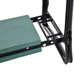 Outsunny Taburete de Jardín Plegable con Bolsa para Herramientas Protección Cojín Rodillas Asiento de Jardín con Almohadilla Altura Ajustable Soporta un máximo 150kg Color Verde Negro