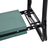 Outsunny Taburete de Jardín Plegable con Bolsa para Herramientas Protección Cojín Rodillas Asiento de Jardín con Almohadilla Altura Ajustable Soporta un máximo 150kg Color Verde Negro