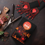 Guantes Barbacoa, Guantes para Horno Resistentes al Calor hasta 800℃ / 1472℉ para Cocina, Parrilla, Hornear, Microondas - certificación EN407(1 Par) (Rojo)