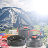 SKYSPER Utensilios Cocina Camping Set de Cocina Juego de Olla para Acampada 1-2 Persona Aluminio Kit de Utensilios de Cocina Ollas Sartén Acampar al Aire Libre para Camping Senderismo