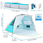 WolfWise Tienda De Playa Bebe 3-4 Personas Carpa de Refugio de Sol Carpa de Sombra para Playa Tienda Campaña con Anti-UV 50 Protección Solar para Al Aire Libre Vacaciones en la Playa