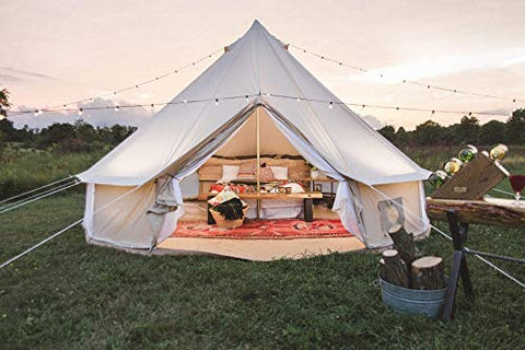Cozy House Tienda de Campana de Lona de algodón para Acampar en Familia Impermeable al Aire Libre Yurta Glamping de Lujo (4M diámetro)
