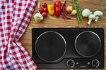 Cocina doble con 2 fuegos para camping, 5 niveles (eléctrica, 2500 W, portátil, 2 termostatos), color negro