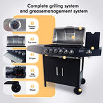 CCLIFE Barbacoa Gas 6+1 Quemadores BBQ Parrilla Barbacoa Gas con Bandeja de Goteo Aceite y Mesas laterales y Tapa y Ruedas, para Jardin, Terraza, Camping