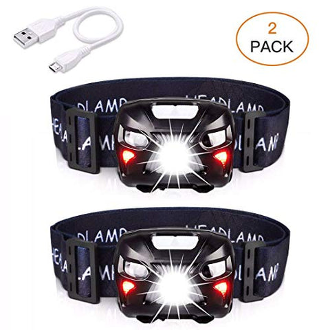 APUNOL - 2 Unidades Linterna Frontal LED USB Recargable
