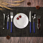 Odoland 8 Piezas Kit de Cubiertos para Camping, Juego de Utensilios para Picnic, Cubiertos de Cocina para Acampar, Tenedor Cucharas, Cuchillo, Abridor de Vino, Plato, Azul