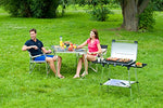 Campingaz 600 SG, estufa de camping con parrilla y soporte, cocina de gas compacta para exteriores, quemadores con protección contra el viento, tiempo de cocción extra rápido, almacenamiento compacto