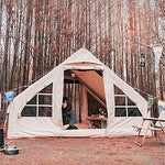 JINGRU Tienda de campaña Inflable Impermeable para Pesca, Senderismo, caping, mochilero,Tienda Inflable, Beige