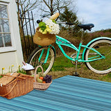 FH Home - Alfombra de Suelo de plástico Reciclado para Interiores y Exteriores, Ideal para la Playa, Camping, Viajes de Camping, picnics - Ligera - Plegable - Havana - Turquoise (270 cm x 360 cm)