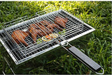 RoseFlower® Portátil Parrilla para Barbacoa de Acero Inoxidable con Mango de Madera Resistente al Calor