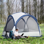 Outsunny Tienda de Campaña para 6-8 Personas con 4 Mosquiteros 2 Paneles de Tela Oxford y Bolsa de Transporte para Camping Senderismo Viajes 350x350x230 cm Blanco y Azul