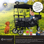 KESSER® Carro plegable GT9000 con techo de mano, incluye sistema de cinturón de 3 puntos, plegable, neumáticos de goma sólida, hasta 80 kg, freno delantero y trasero + bolsa de transporte negro/gris