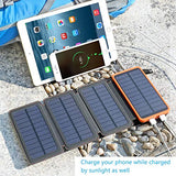 Cargador Solar de 25000mAh con 4 Paneles solares y 2 Puertos, Cargador de teléfono portátil para Acampar al Aire Libre Compatible con teléfonos Inteligentes y Tablets