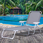 Outsunny Tumbona Reclinable y Plegable de Jardín con Respaldo Ajustable en 4 Posiciones Marco de Metal Textilene Transpirable 160x66x80 cm Gris