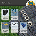 Mr Nomad Alfombra de Suelo de Camping 5,0 m x 2,5 m - con recogedor - Alfombra de Camping, Azul/Gris, Ideal para el Suelo del toldo, Incluye Bolsa de Transporte, 4 Clavijas en T y 12 Clavos de Acero