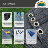 Mr Nomad Alfombra de Suelo de Camping 5,0 m x 2,5 m - con recogedor - Alfombra de Camping, Azul/Gris, Ideal para el Suelo del toldo, Incluye Bolsa de Transporte, 4 Clavijas en T y 12 Clavos de Acero