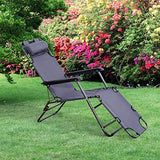 Outsunny Tumbona Inclinable Acero Plegable con Almohada Playa Camping Piscina Hamaca 178x60x29cm Gris