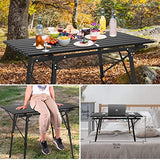 Nestling® 91 x 52cm Mesa para Acampada, Mesa Plegable De Aluminio, Altura Regulable,Al Aire Libre, Picnic/Barbacoa + (HombroPack) Negro