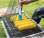 RoseFlower® Portátil Parrilla para Barbacoa de Acero Inoxidable con Mango de Madera Resistente al Calor