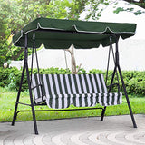 Outsunny Columpio de Jardín de 3 Plazas Silla Balancín con Parasol Techo Ajustable en Ángulo para Terraza Balcón Carga Máx. 200 kg Acero 172x110x152 cm Verde